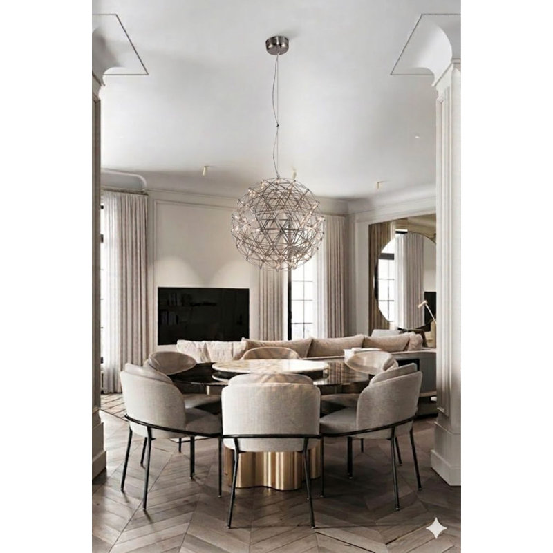 Modern 92-Light Satin Nickel Stainless Steel LED Chandelier 