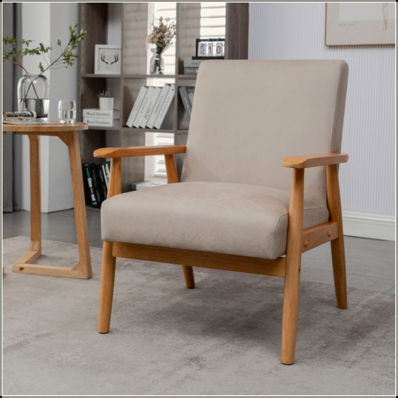 Fauteuil de style moderne Mid-Century de 25,38 po de largeur, Chameau clair