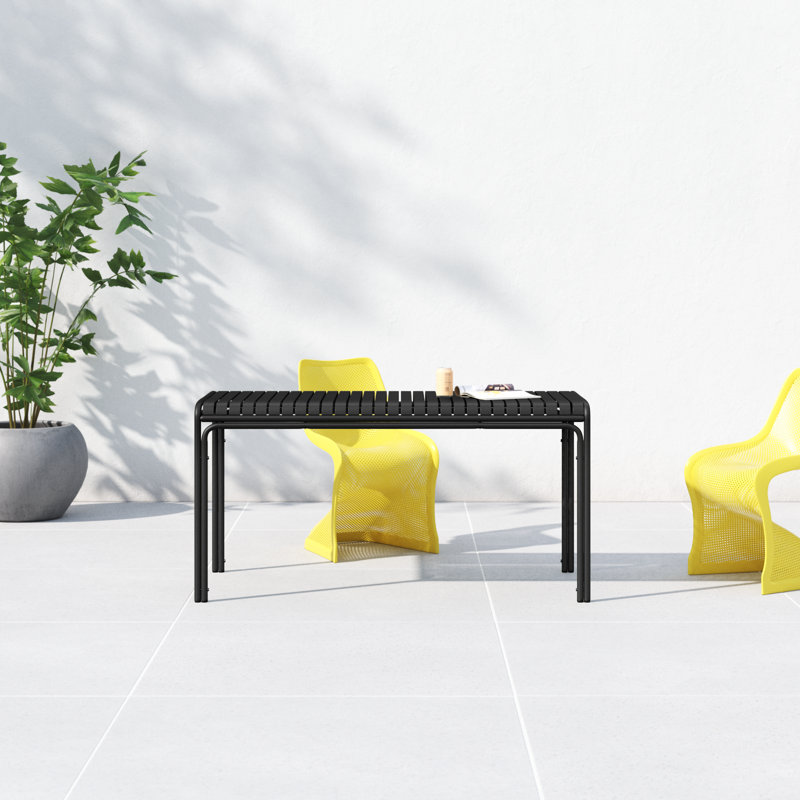 Abra Rectangular Metal Outdoor Dining Table , 59.1'' in. W 31.5'' in. D, Black