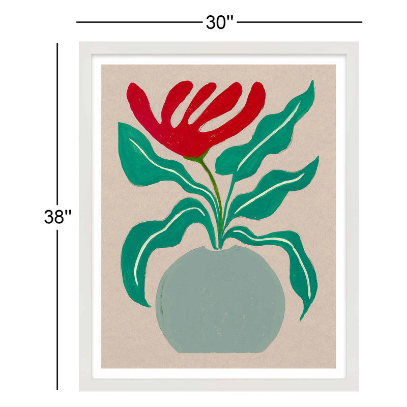 Trippy Tulip Painting by Andrea Stokes, 38" H x 30" W x 1.25" D, White Framed Paper