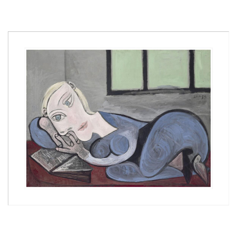 Femme couchee lisant par Pablo Picasso, H 23,5 po x l 29,34 po