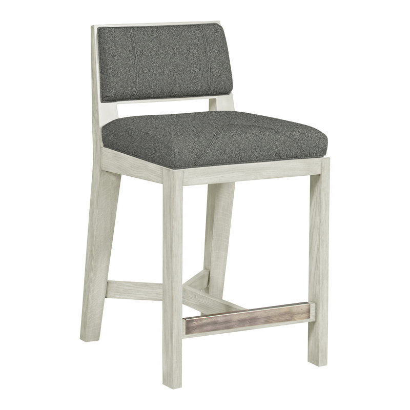 Scoville By Thom Filicia Upholstered Counter Stool with Solid Wood Frame, Wrenn, Étain Ian