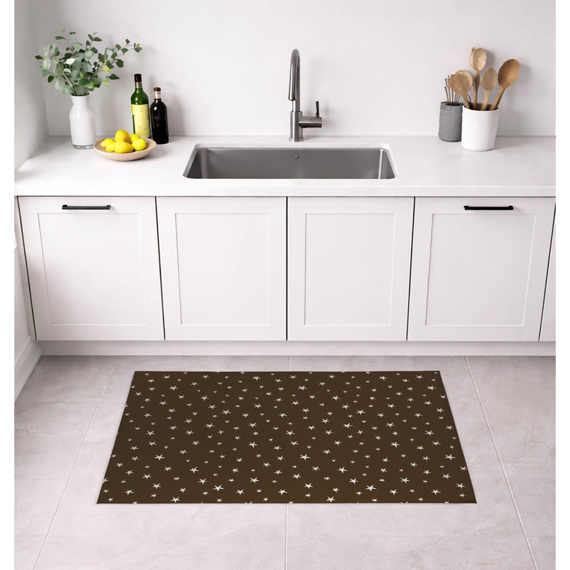 Tapis de cuisine Starry Night, Rectangulaire 2 pi x 3 pi, Étoile brune moka