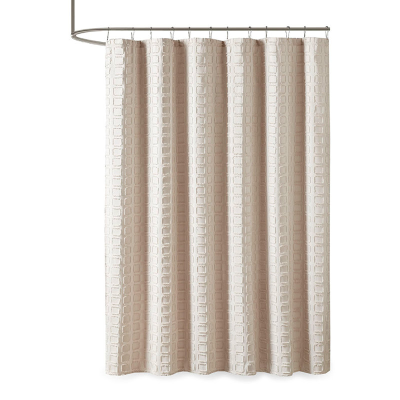Woven Clipped Solid Shower Curtain, Sand