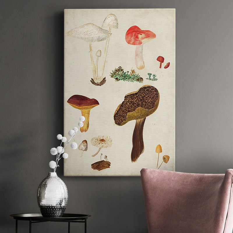 Champignon sur toile, reproduction sur toile, H 18 po x l 12 po x P 1 po