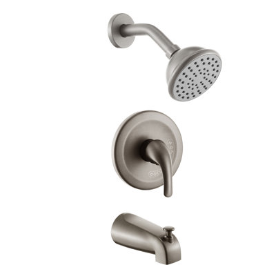 Brushed Nickel Shower Faucet with Tub Spout and Pressure Balance Valve