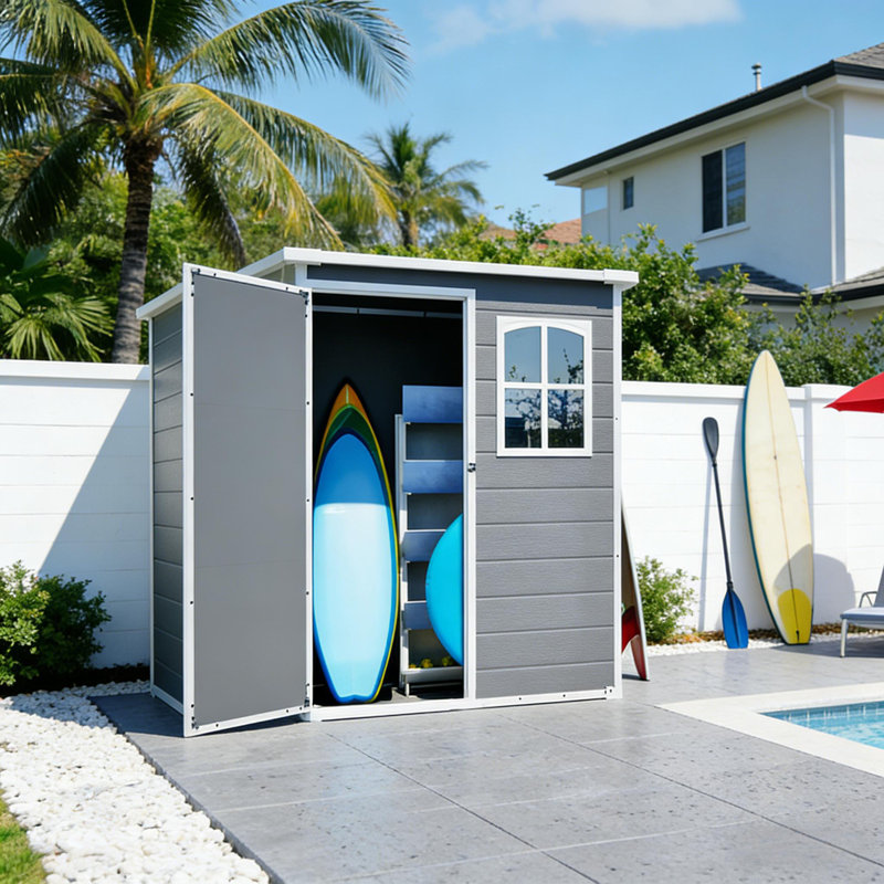 5 ft. x 3 ft. Resin Outdoor Storage Shed with Reinforced Floor，All-Weather Garden & Patio Shed for Backyard Organization