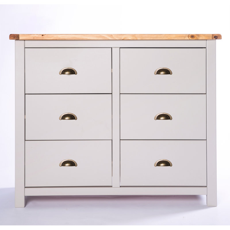 Ezequiel 110cm W 6 - Drawer Chest of Drawers, Brass