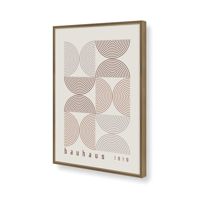 «Brown Bauhaus Composition I», impression roulée, Reproduction encadrée sans passe-partout, Or brossé