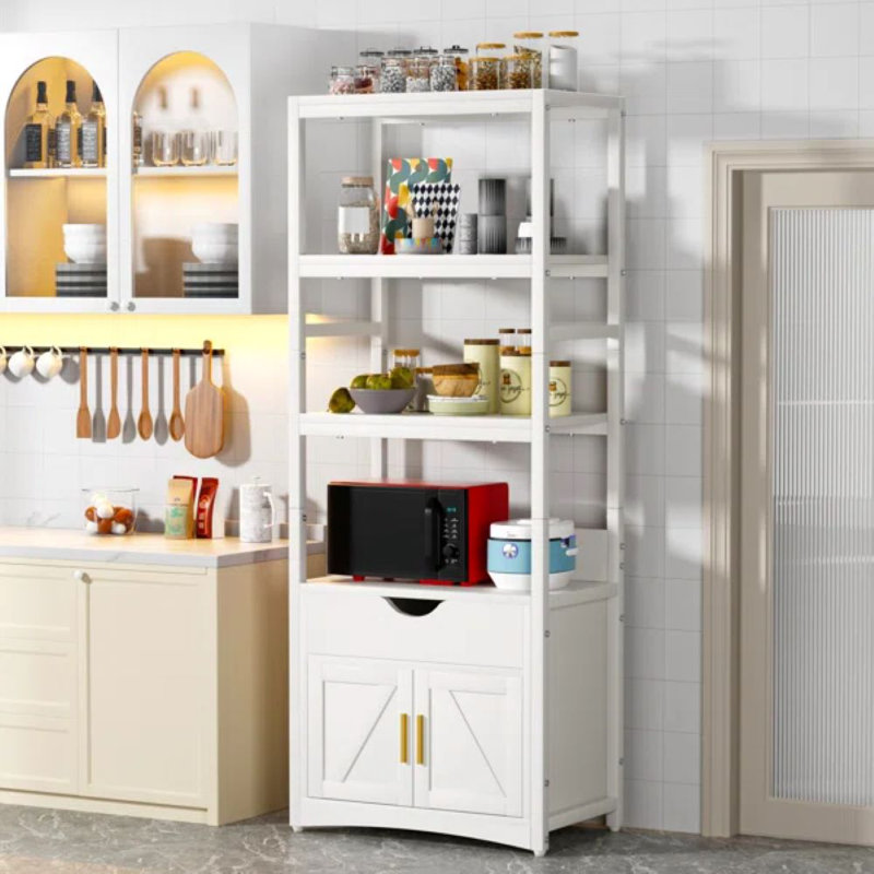 Armoire de cuisine autoportante multi-rangement avec support pour four à micro-ondes et charge USB