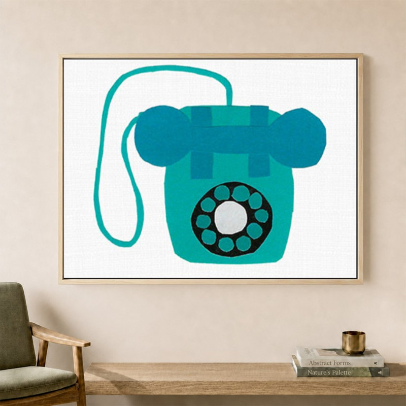«Retro Téléphone Blue» par Jen Bucheli - Impression sur toile