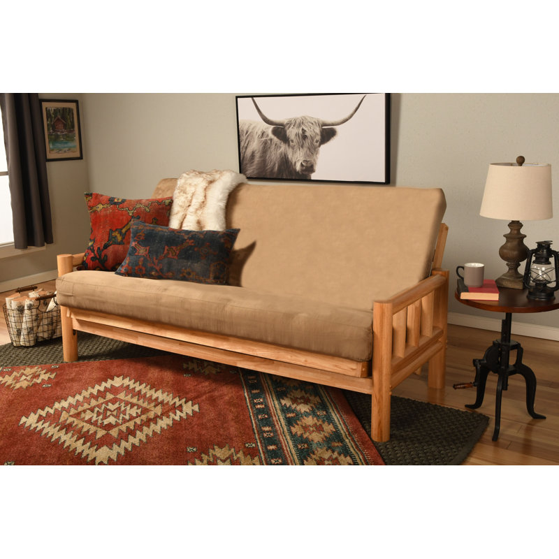 Stratford Full Loose Back Futon and Mattress Set, Peat Microsuede, Natural