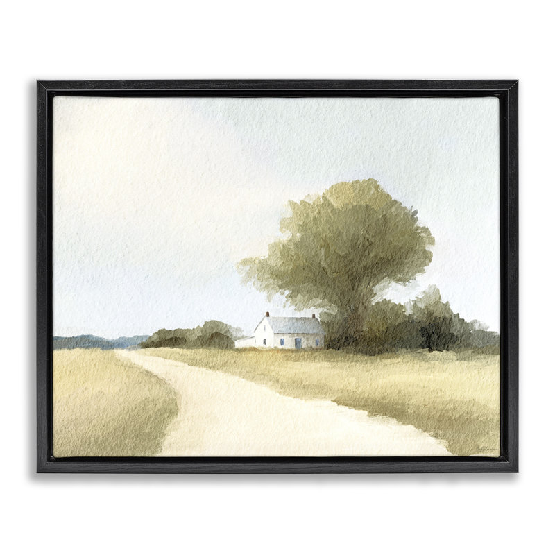 Cadre flottant Farmhouse Road, par Leah Straatsma, H 17 po x l 21 po, Cadre flottant noir de jais