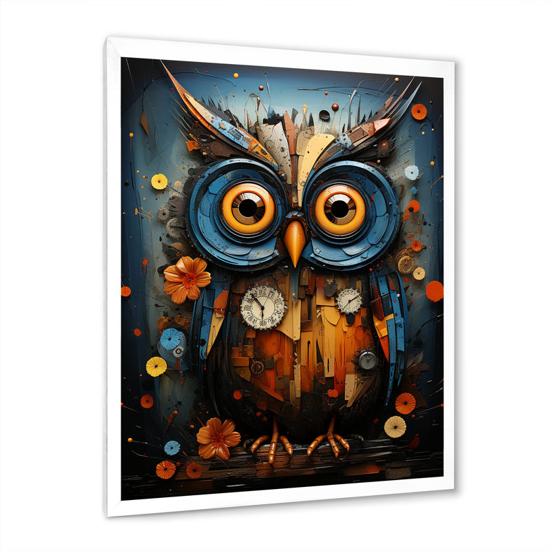 Mysterious Owl Blooms IV, H 20 po x l 12 po x P 1 po, Cadre blanc