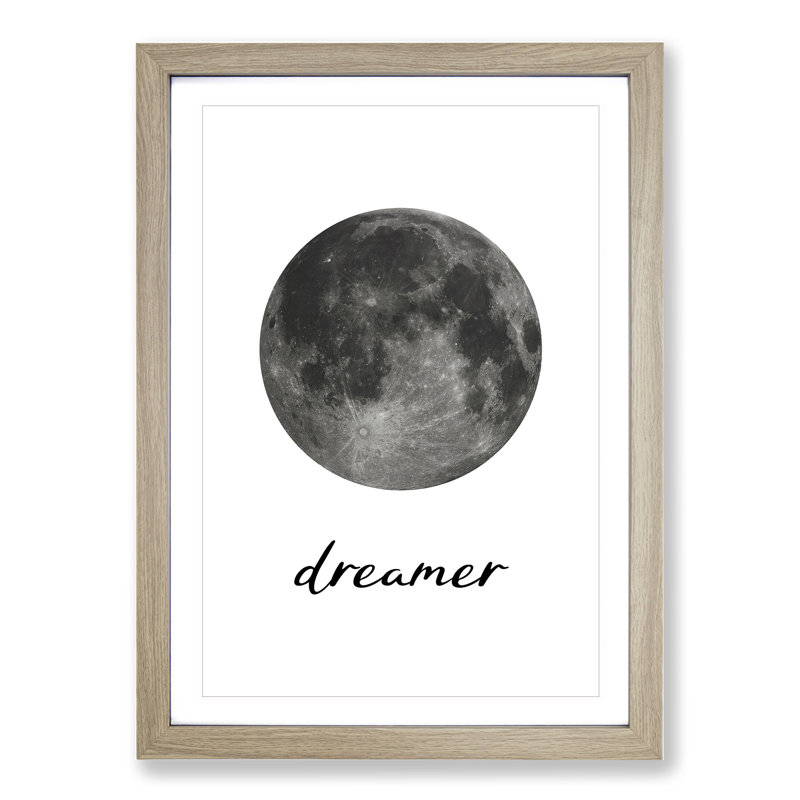 Dreamer - Picture Frame Graphic Art, 90cm H x 65cm W x 2cm D, Oak