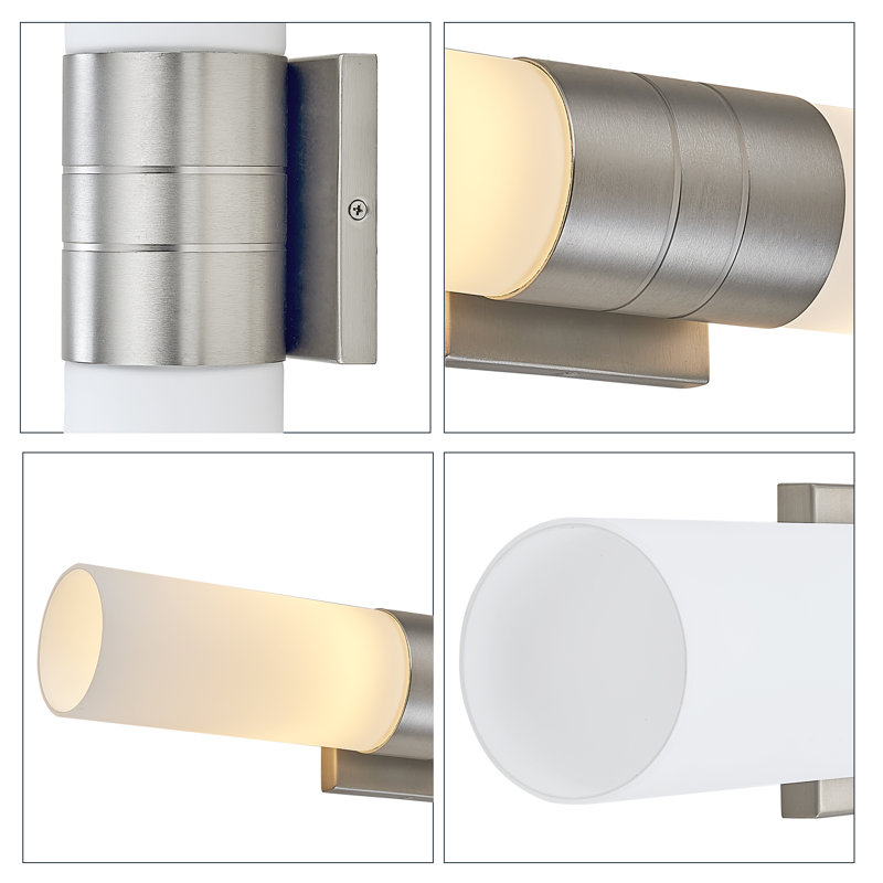 2 - Light Modern Wall sconce with Satin Opal Glass Vanity lighting Brushed Nickel