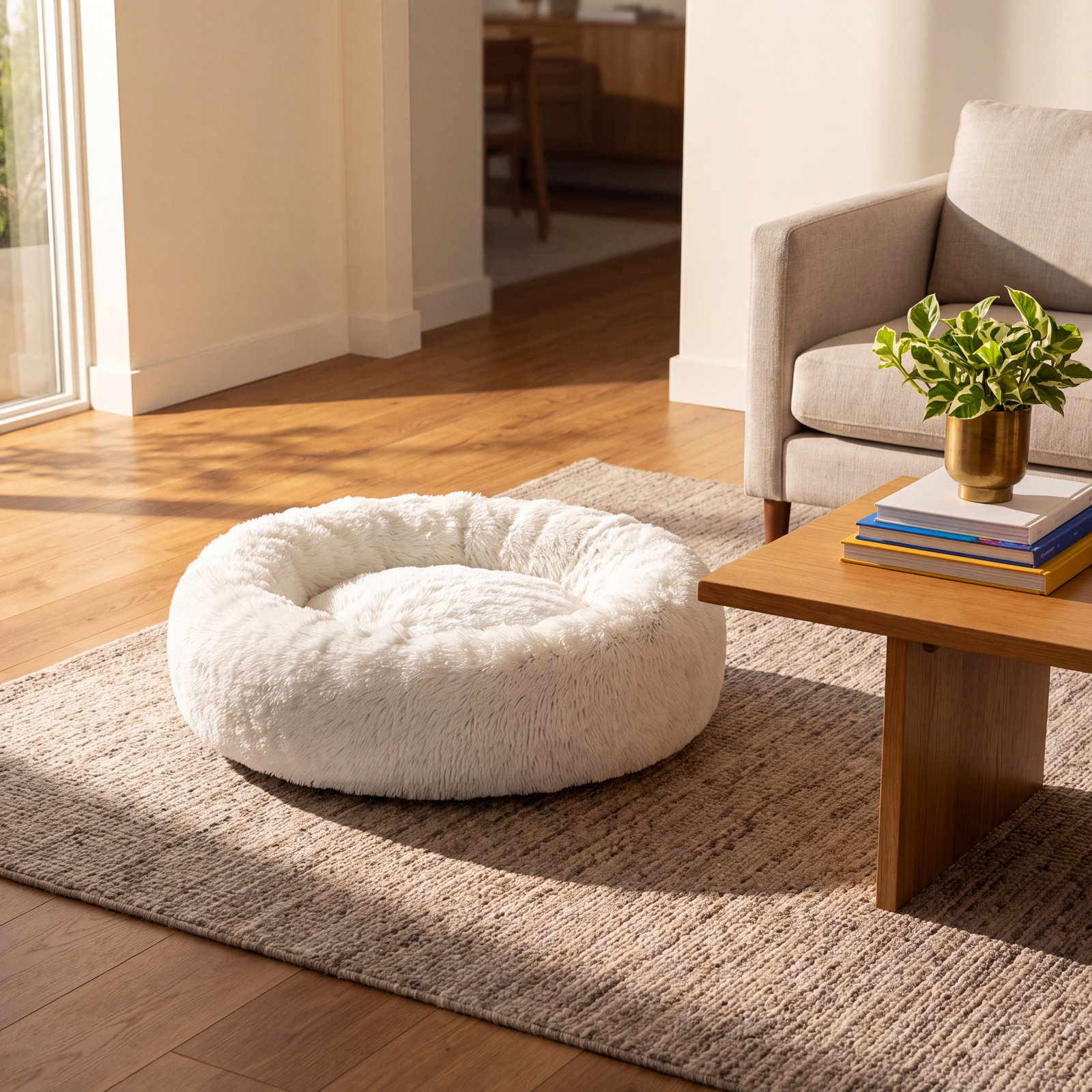 Artic Faux Fur Pet Bed, Small (28" W x 24" D x 7" H)
