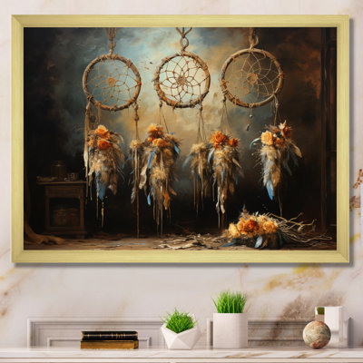 Attrape-rêves beige, attrait rustique I - Dreamcatcher, art mural pour le salon