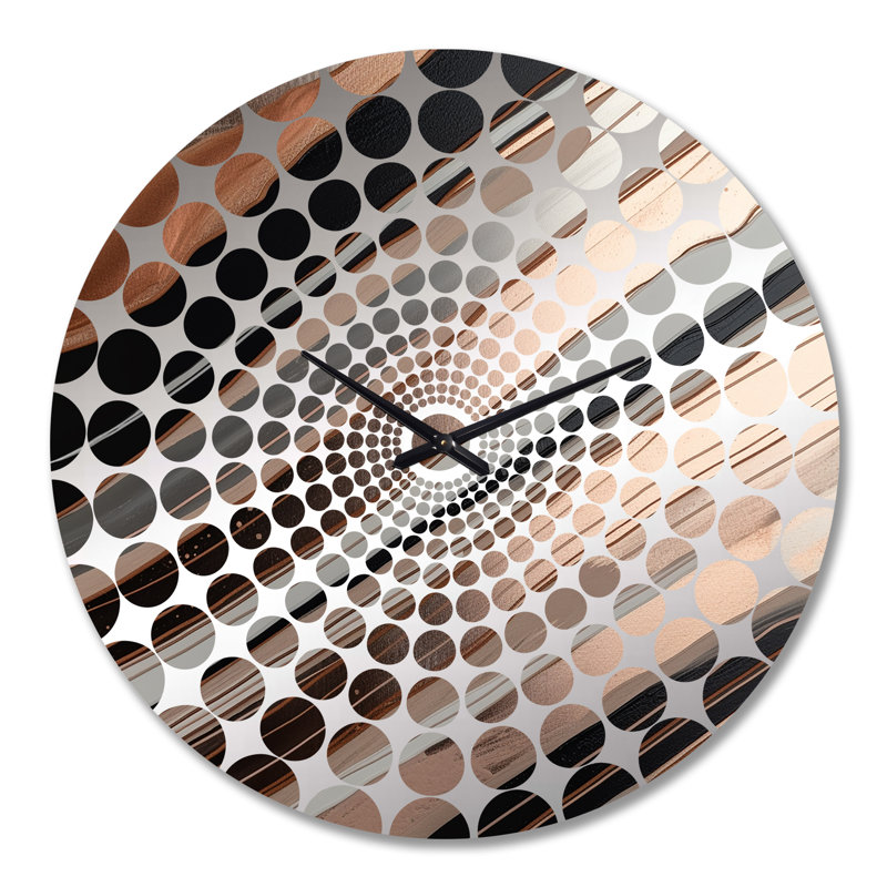 Rosegold embrassant l'essence des lignes VI - horloge murale abstraite en marbre, Grand
