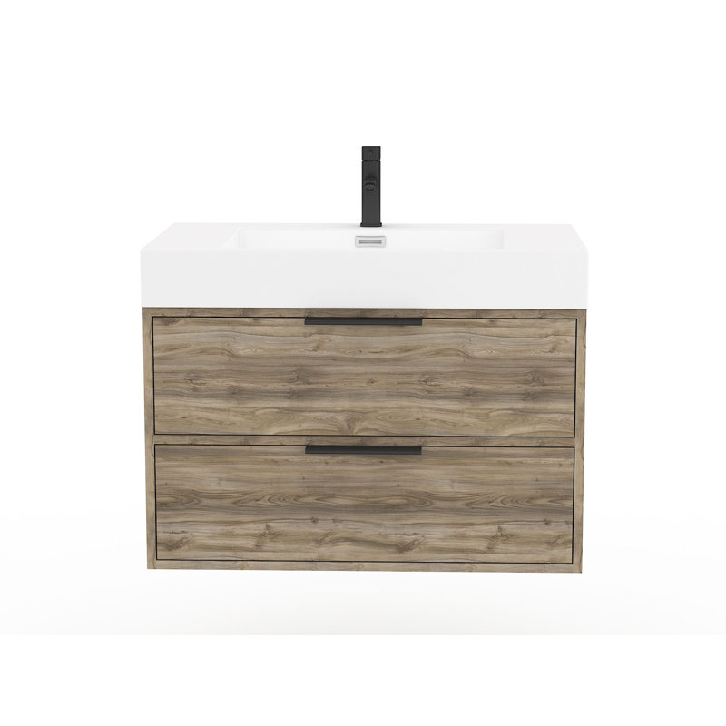 30 " W Free Standing Wall Mounted 1 Single Vanity Bathroom Vanity With Top, Chiffon