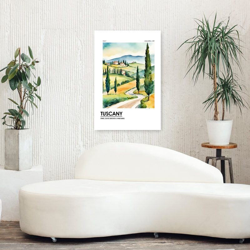 «Toscan Rolling Hills Peaceful Tranquil Abstract Cypress Landscape Nature», reproduction d'art murale, 36" H x 24" W