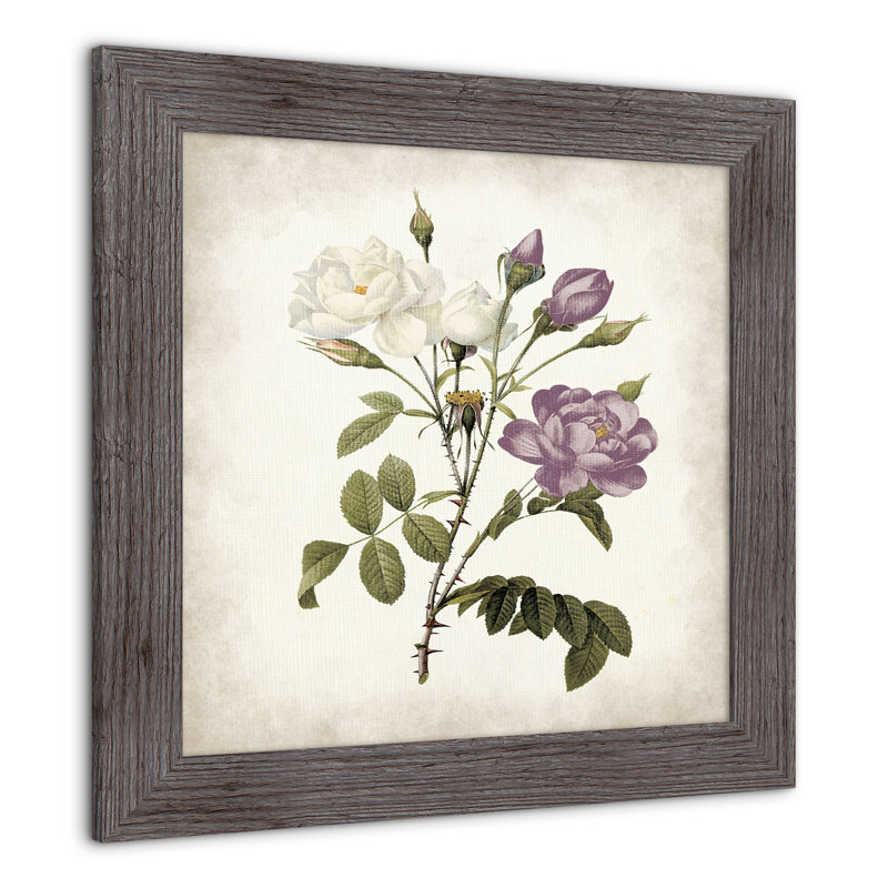 Reproduction encadrée de fleur de lin mauve, H 16 po x l 16 po x P 0,75 po