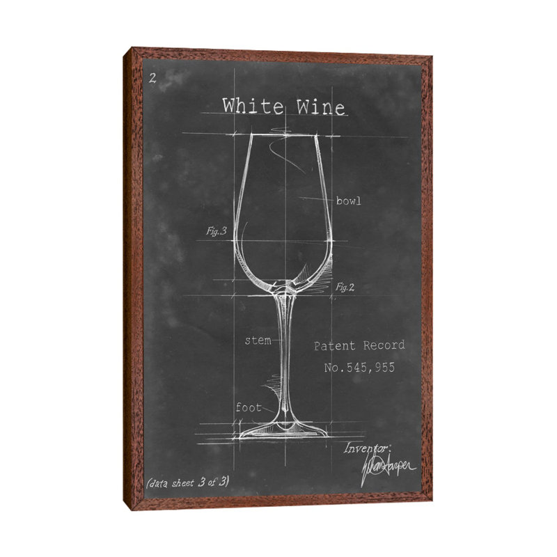 Barware Blueprint IV 1 Piece Wall Art on Canvas, 152.5 cm H x 101.5 cm W, Classic Wood Framed