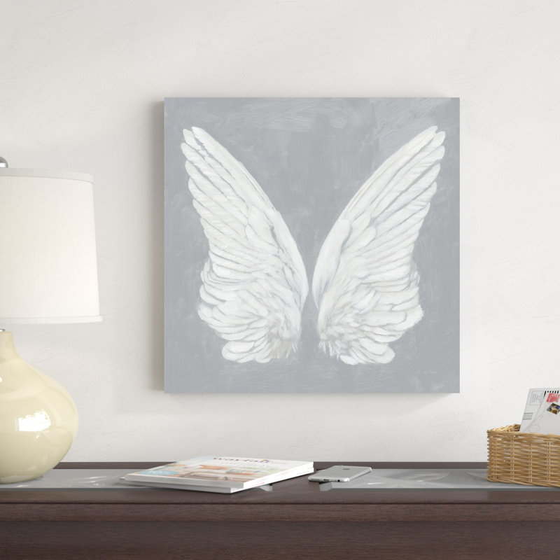 Wings I On Grey, H 20 po x l 20 po