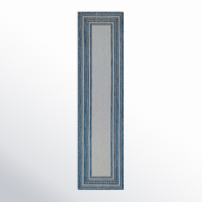 Tapis intérieur / extérieur bleu Kaed, Tapis de couloir 1 pi 11 po x 7 pi 6 po