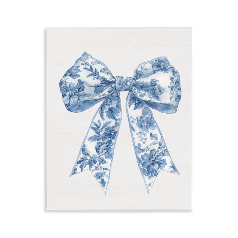 Soft Delicate Toile Bow Wall Plaque, design by Lettered and Lined