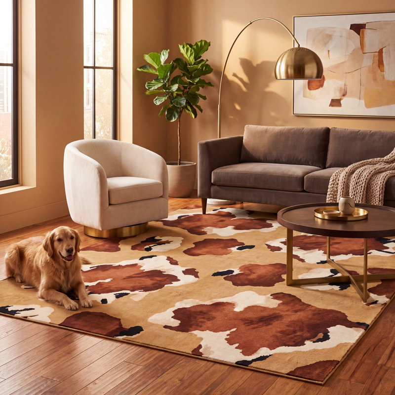 Asfordby Animal Print Gold, Rectangle 3 pi 11 po x 8 pi 2 po