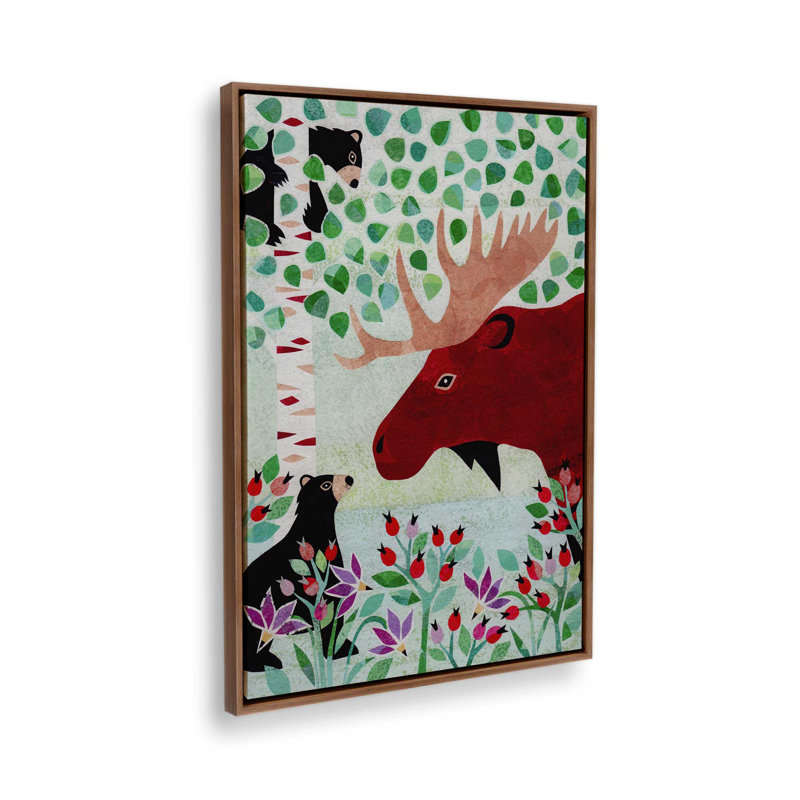 «Wilderness Collage I» par Kim Conway, reproduction d'art, Brun, Floater Framed Print without Mat Canvas, H 12 po x l 8 po