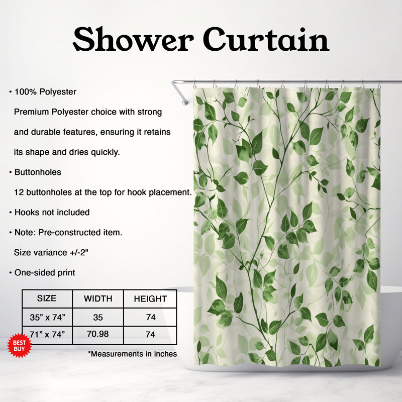 Spring Leaves - Premium Shower Curtain, 74"H x 71"W