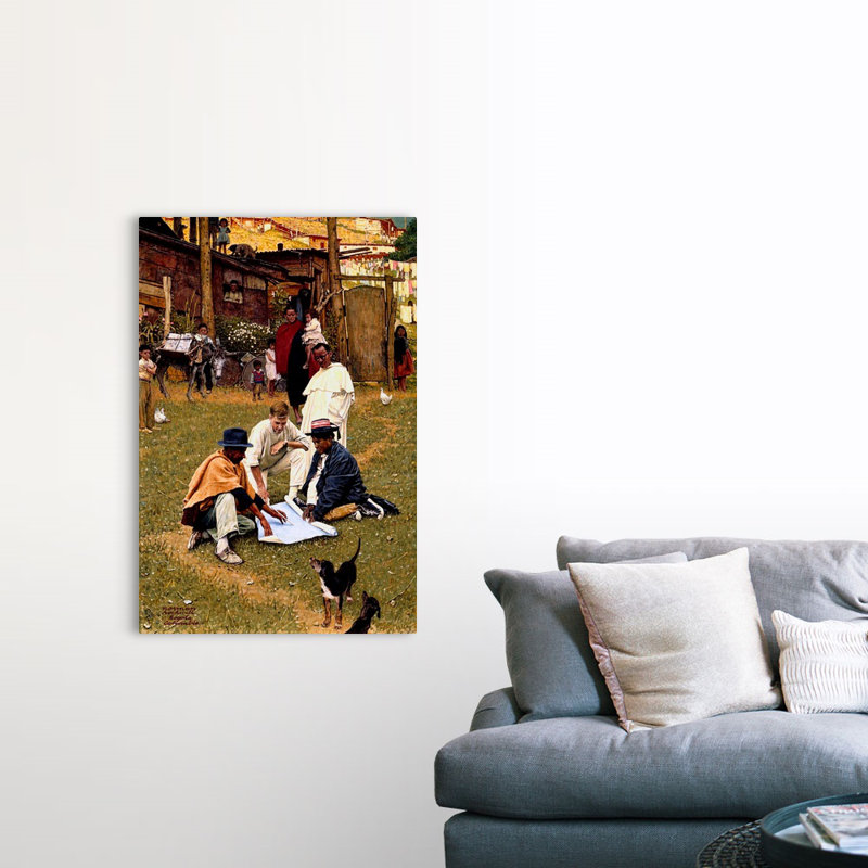 Norman Rockwell, "Peace Corps" à Bogota, Colombie, art mural sur toile, Toile tendue, H 48 po x l 32 po x P 1,25 po