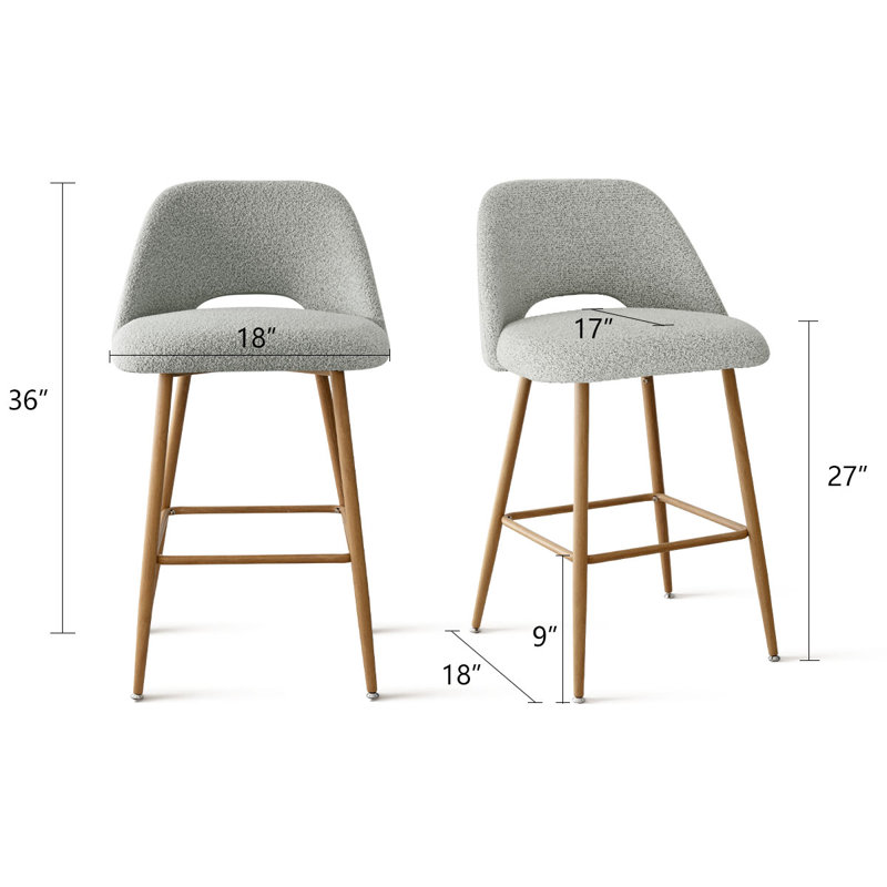 2 Pieces Camarda 27'' Boucle Counter Stool (Set of 2)