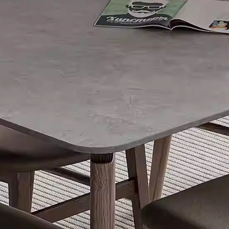 Table de salle à manger et chaise en bois massif, H 29,5 po x L 62,9 po x l 31,4 po, Gris, Gris