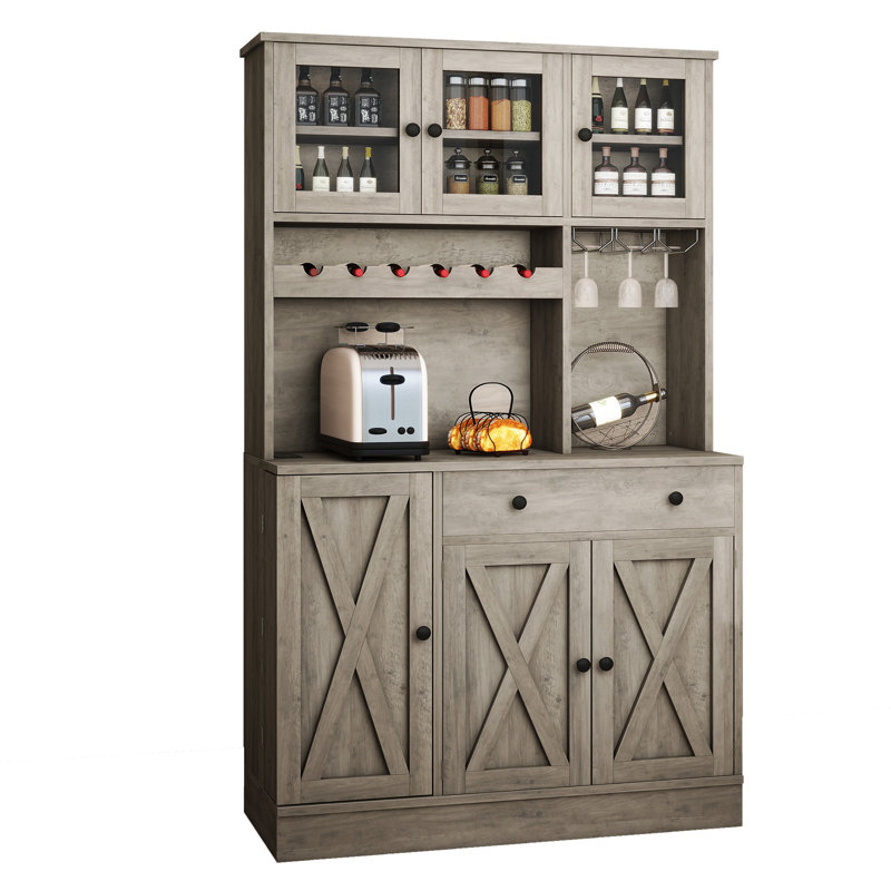 Armoire de rangement pour garde-manger Gracie Oaks, Gris