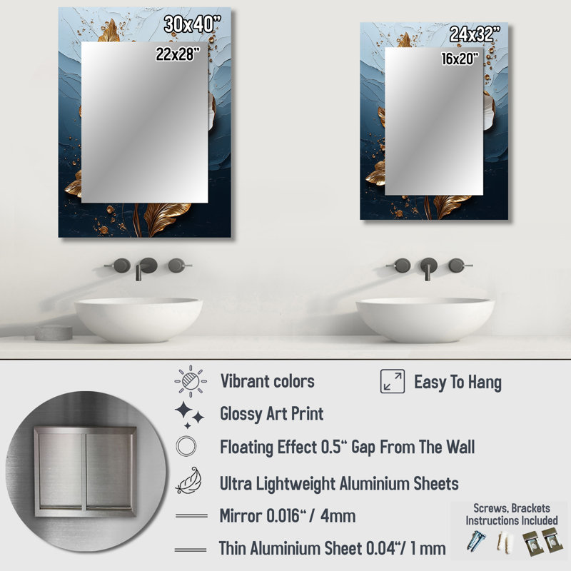 Blanc et or pivoine Bloom IV - grand miroir pivoine, miroir mural décoratif moderne, impression d'art en métal, 32 po x 24 po