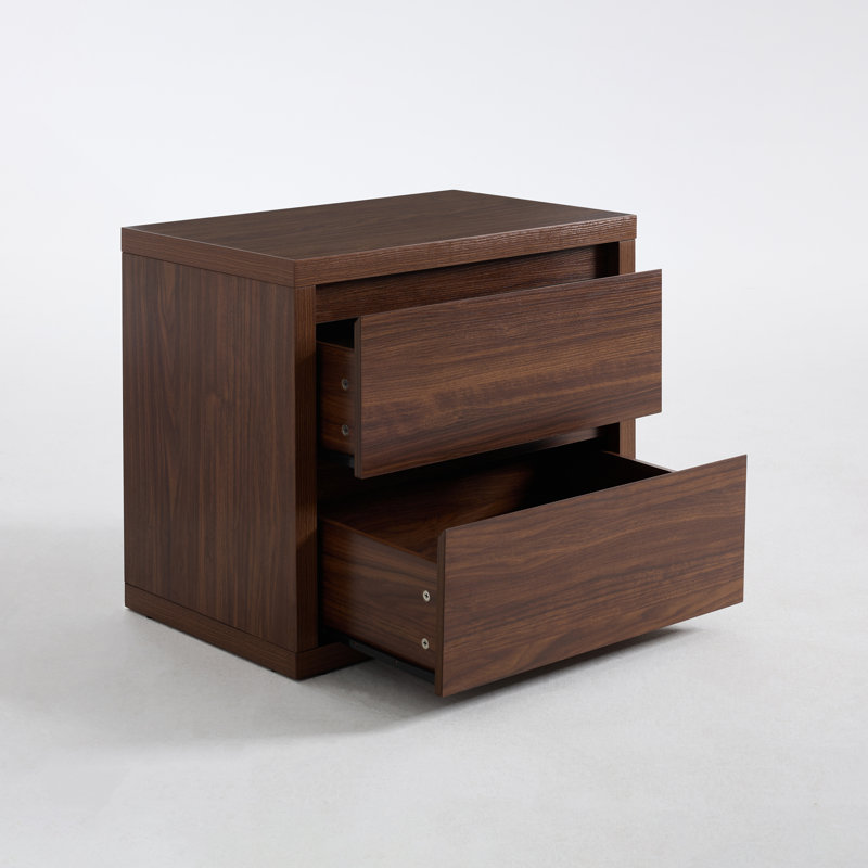 69cm W Manufactured Wood Bedside Table, Mahogany Brown
