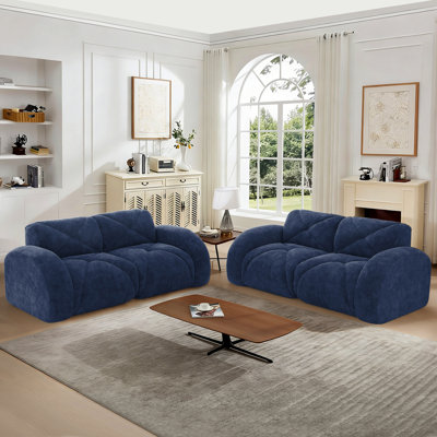 Ensemble de salon 2 pièces pour canapé 4 places en velours doux avec assise profonde