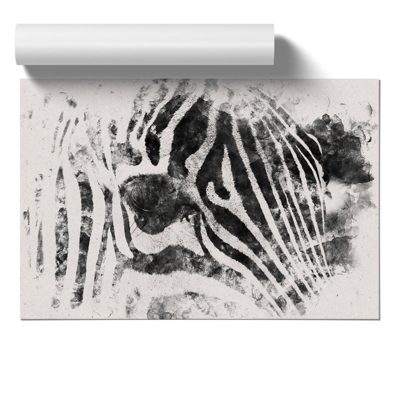 Zebra Watercolour - Frameless Print, 42cm H x 59cm W x 0.1cm D