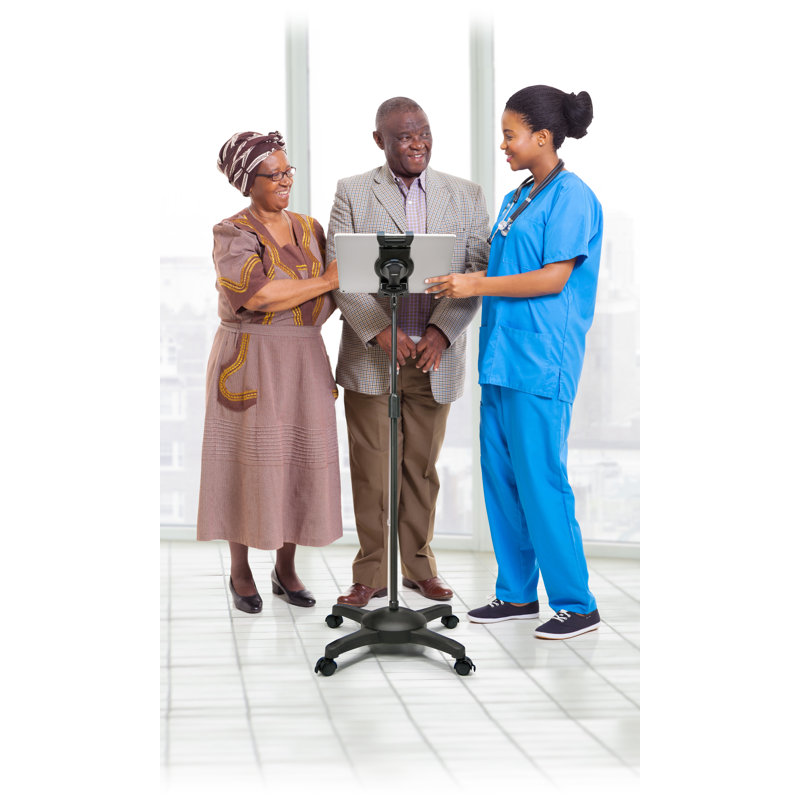 Adjustable Black Plastic and Metal Tablet Floor Stand