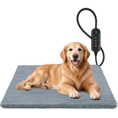 Tapis réglable chauffant pour animaux de compagnie pour chats et chiens, 11 réglages de température, minuterie de 1 à 24 heures, housse lavable amovible, protection de cordon résistante à la mastication