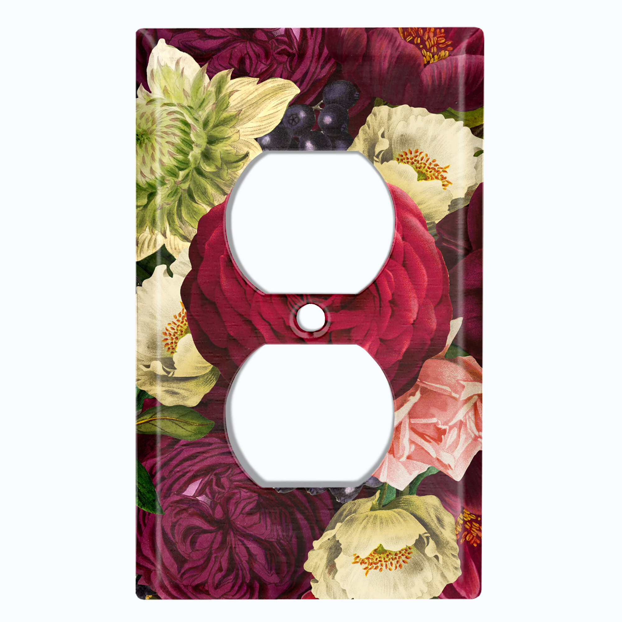 WorldAcc Metal Light Switch Plate Outlet Cover (Rose Red Zoom - Single ...