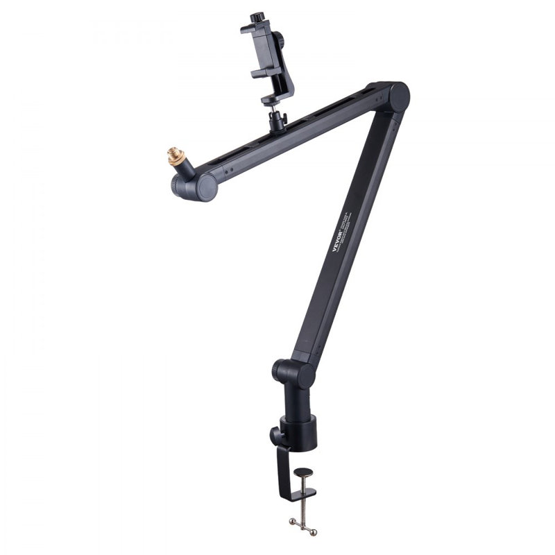 Support pour bras de microphone avec support de bureau, support pour micro rotatif à 360 ° réglable avec port adaptateur de 3/8 po à 5/8 po, pour enregistrer Blue Yéti