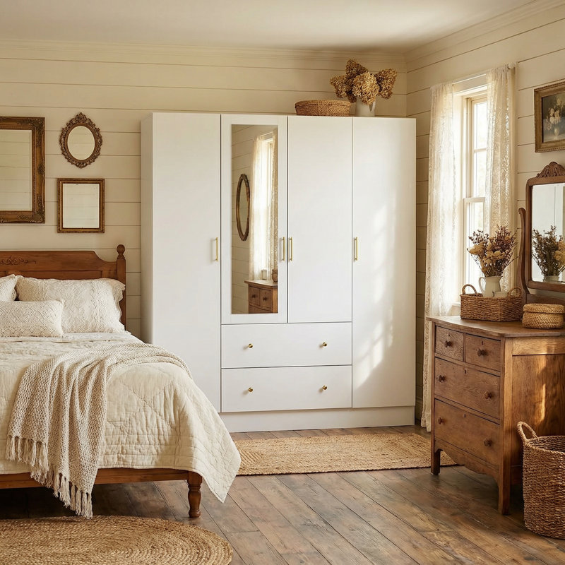Armoire 4 portes 70,9 po Ragin, Blanc