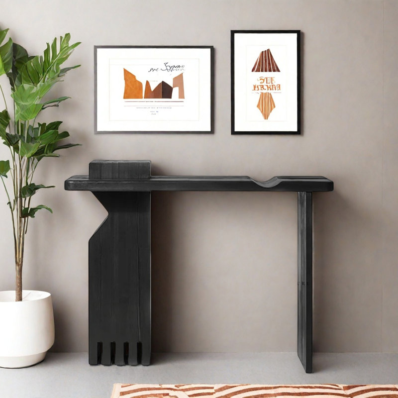 Table d'entrée en bois massif d'inspiration rétro, H 33,5 po x l 47,2 po x P 15,7 po