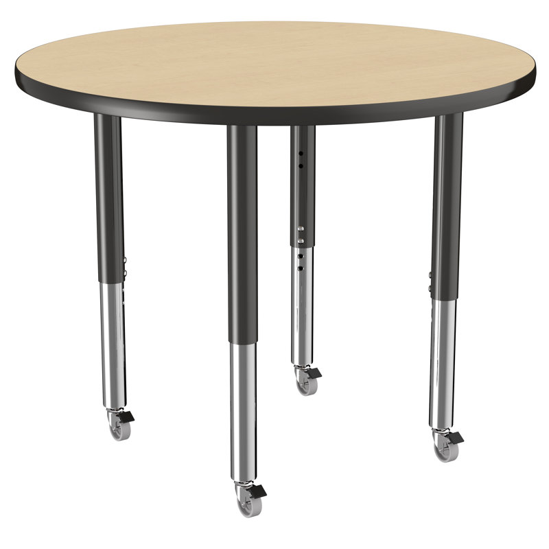 Table ronde à hauteur réglable, 36", Érable / noir, Super