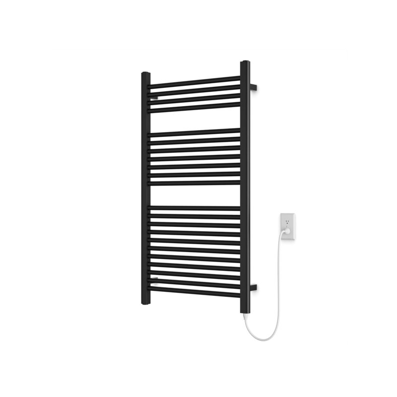 Denby Wall Mount Electric Towel Warmer, Black, 44" H x 24" W x 5.19" D