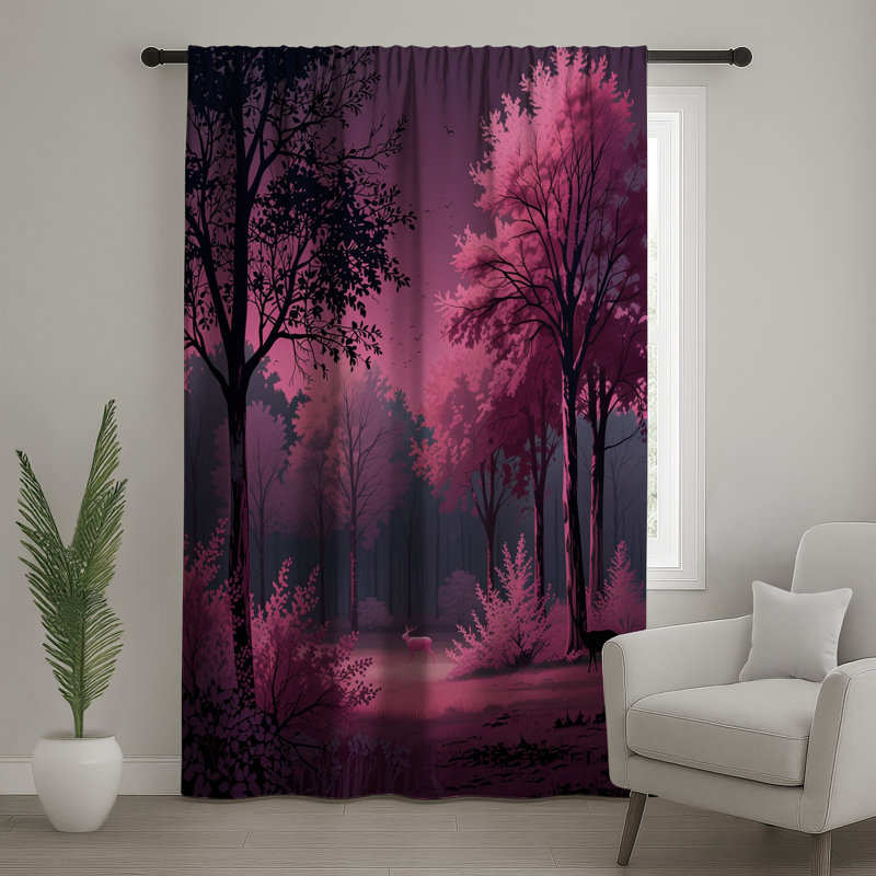 Rideaux de fenêtre et rideaux occultant Pink Forest, 50 po x 92 po - 1 panneau, Transparent